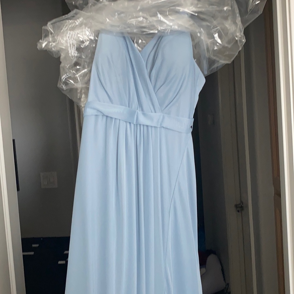 Azazie dusty blue bridesmaid dress